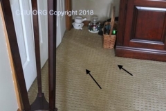 Carpet pile crushing by vacuum cleaner wheels